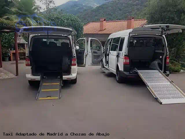 Taxi accesible de Chozas de Abajo a Madrid